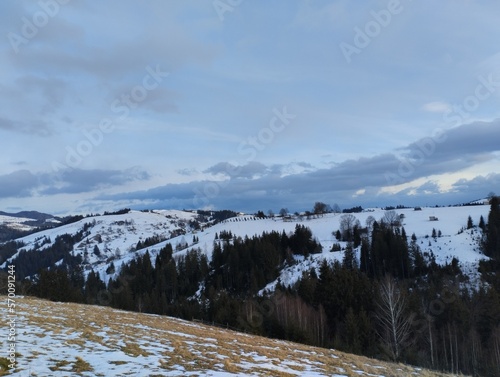 Winter landscapes Carpathians Ukraine.The beautu of winter freshness. photo