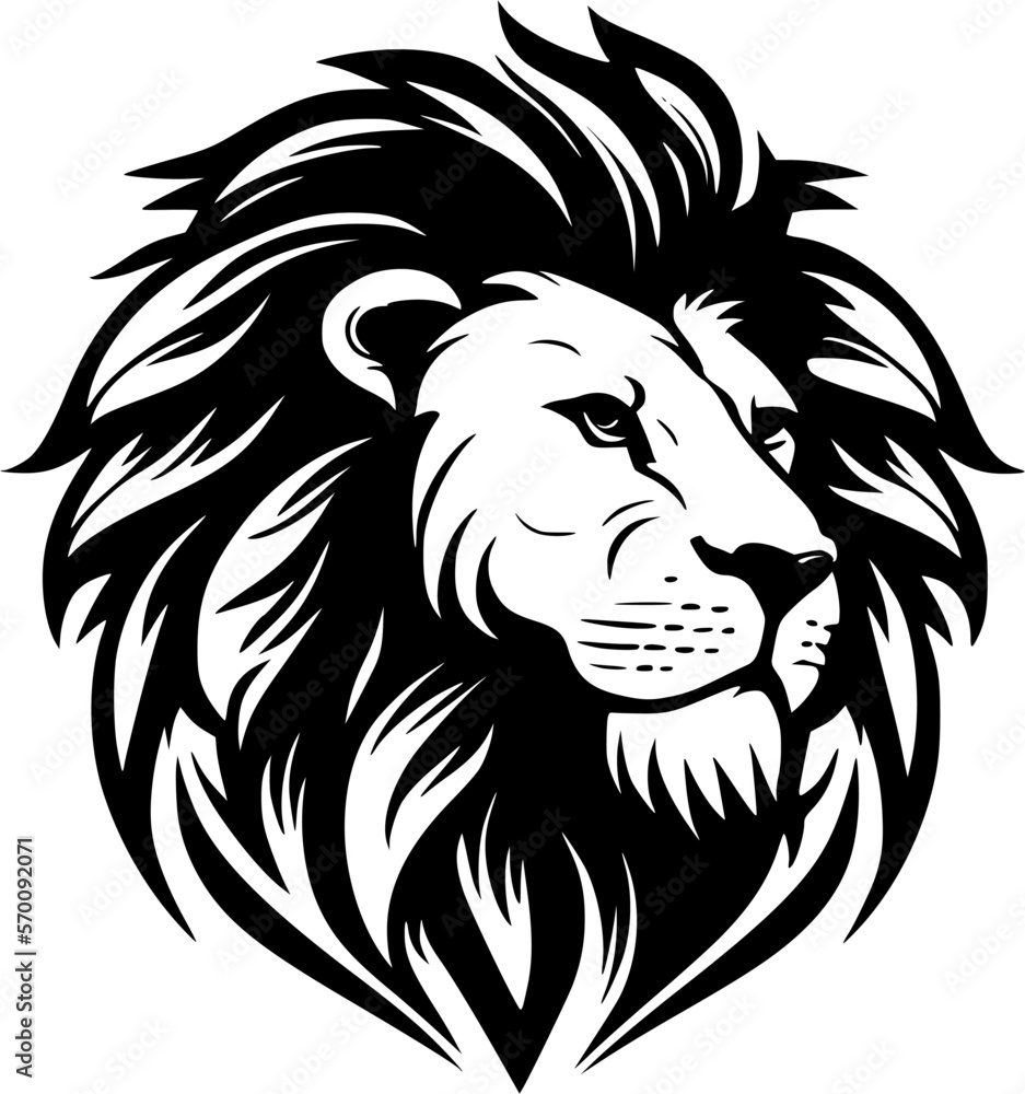 Fototapeta premium Head of lion, high quality animal, black and white