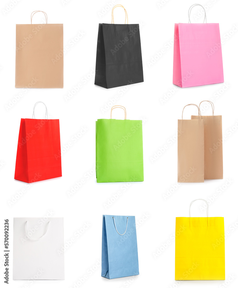 Group of paper shopping bags on white background Group of paper shopping bags on white background