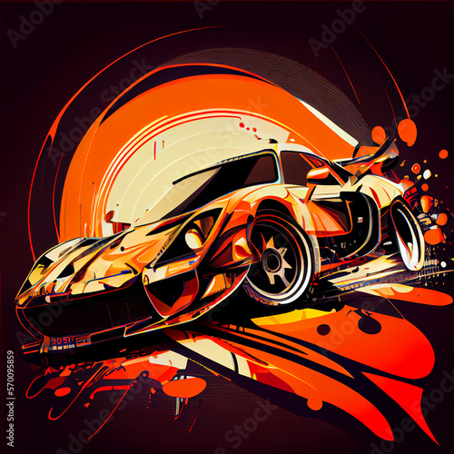 Car, race, motor, sports, illustration, cartoon, speed