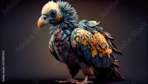 Dopey and goofy dodo bird, extinct bird with a modern look recreated by generative AI