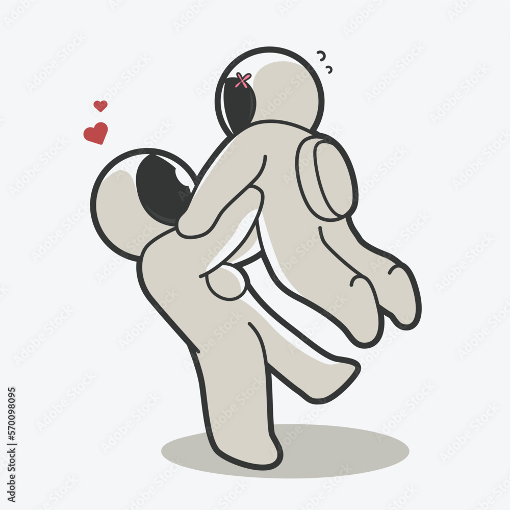 cute couple astronaut art illustration cute couple astronaut art illustration
