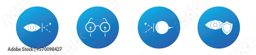 Eye protection glasses modern sketch icon set, blue light filter concept, blue-ray blocking goggles glasses modern vector icons, eyesight improvement emblems, smartphone light filter symbols isolated