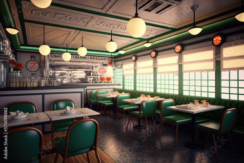 retro coffee indoor scene, vintage bar, pub, generative AI © ThisDesign