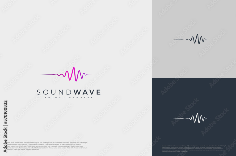 Fototapeta premium Music sound waves symbols. Audio icon, voice equalizer pulse element idea. Modern creative logo vector template.