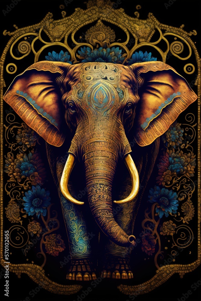 Elephant mandala illustration. Chakra In Hinduism and Yoga, a chakra is