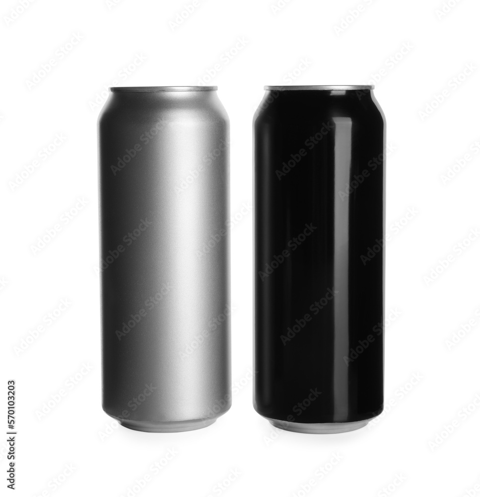 Aluminum cans on white background. Mockup for design Aluminum cans on white background. Mockup for design