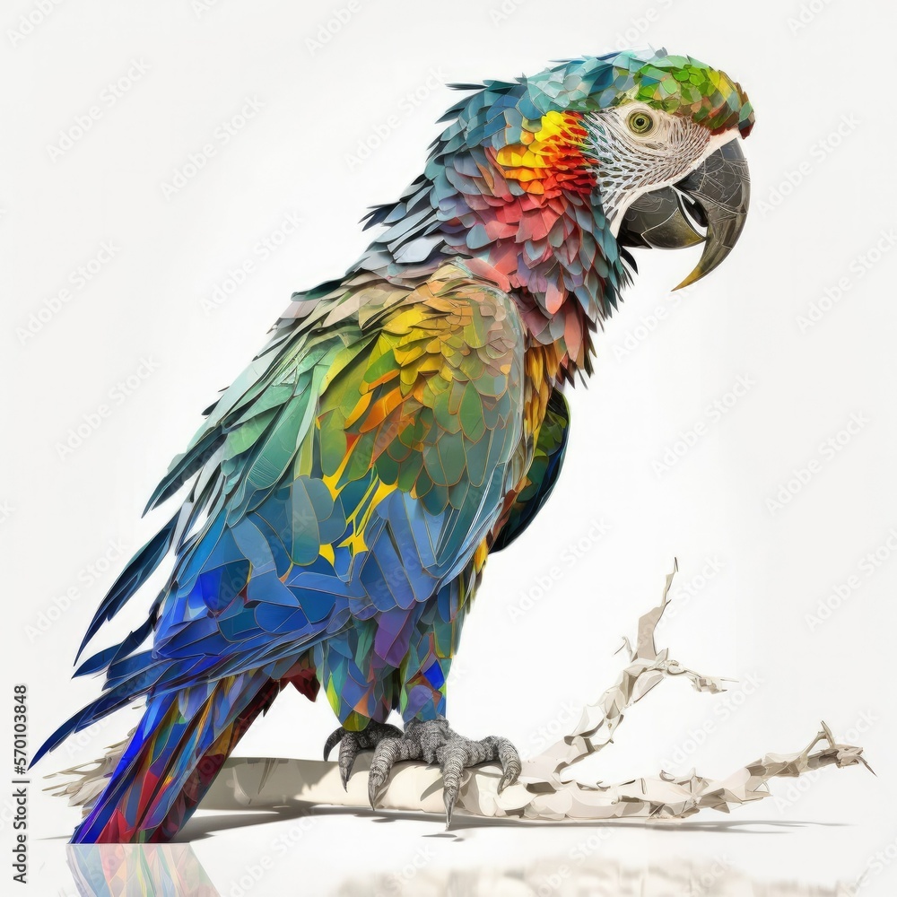 Fototapeta premium Multi Color Fractal Hyperreal Macaw Illustration, Generative AI
