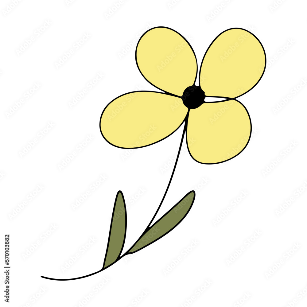 Yellow flower in doodle style on white Yellow flower in doodle style on white