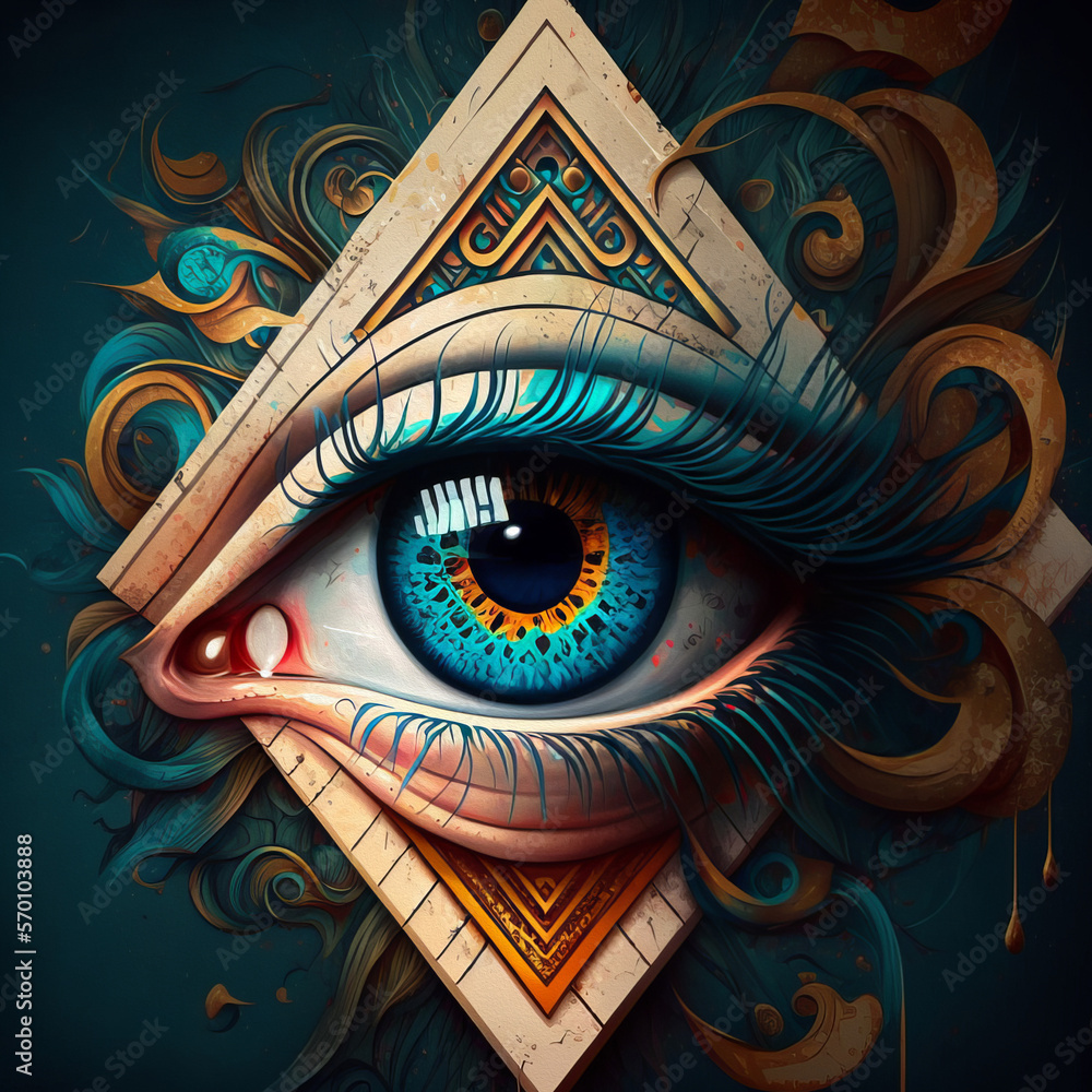 All Seeing Eye, Illuminati conspiracy theory illustration in triangle ...