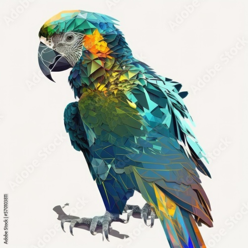 Multi Color Fractal Hyperreal Macaw Illustration  Generative AI