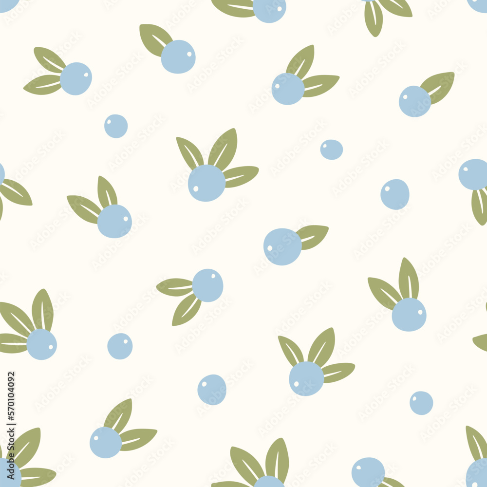 Seamless pattern with decorative doodle berries, vector illustration