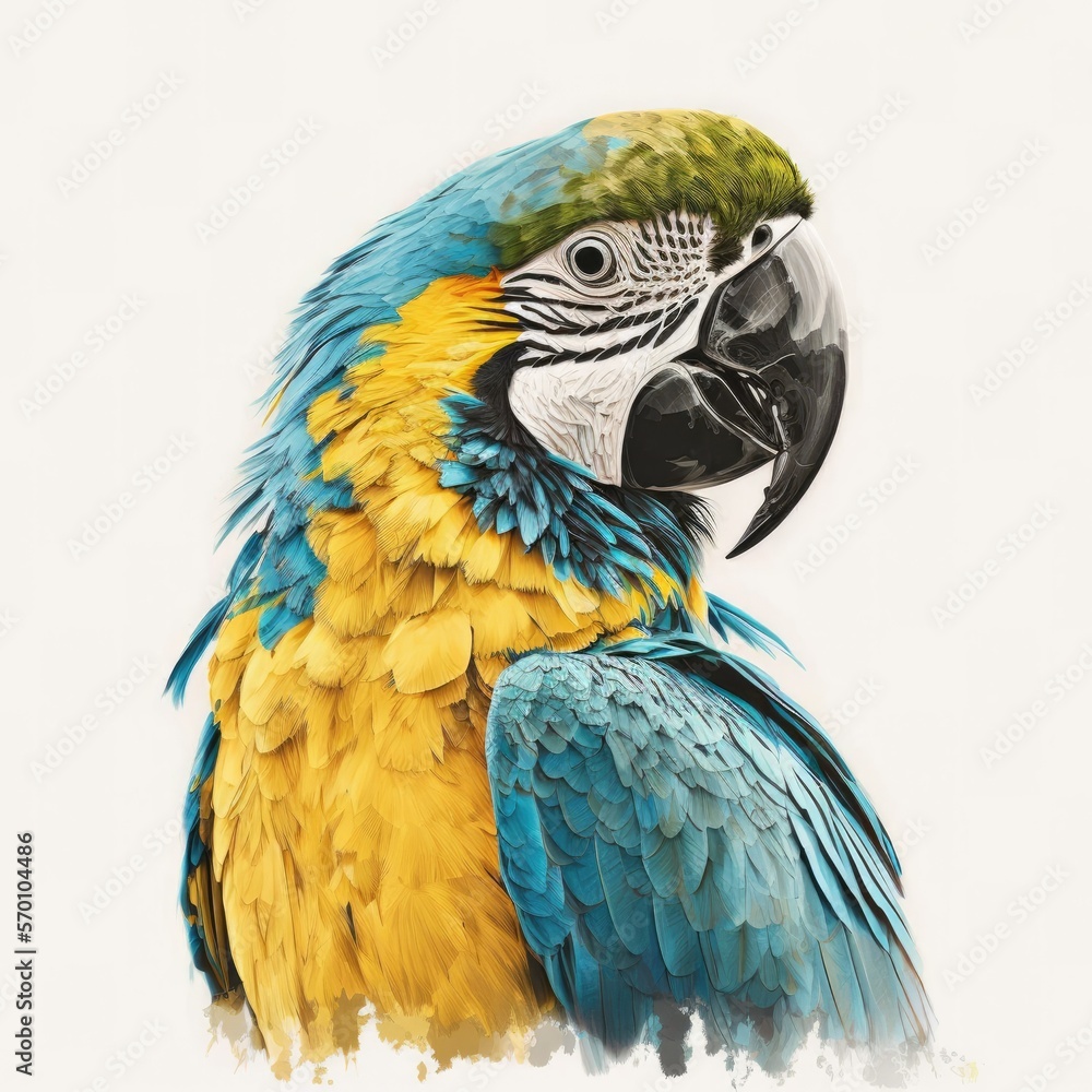 Rainbow Macaw, Colored Pencil Illustration, Generative AI