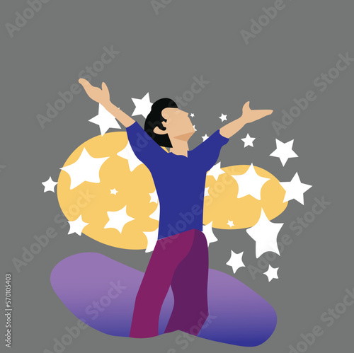euphoric person with arms in the sky