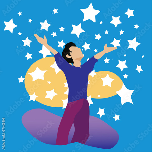 euphoric person with arms in the sky