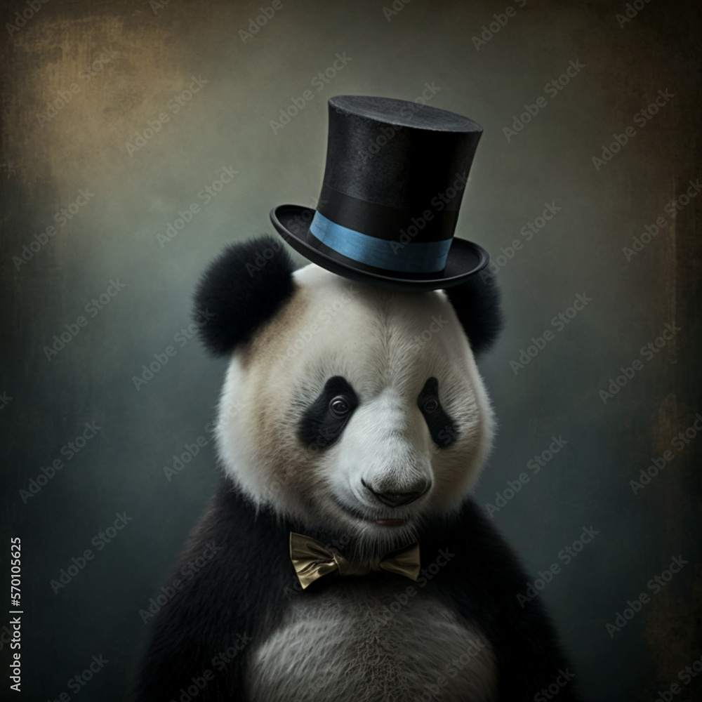 Obraz premium panda bear with a hat