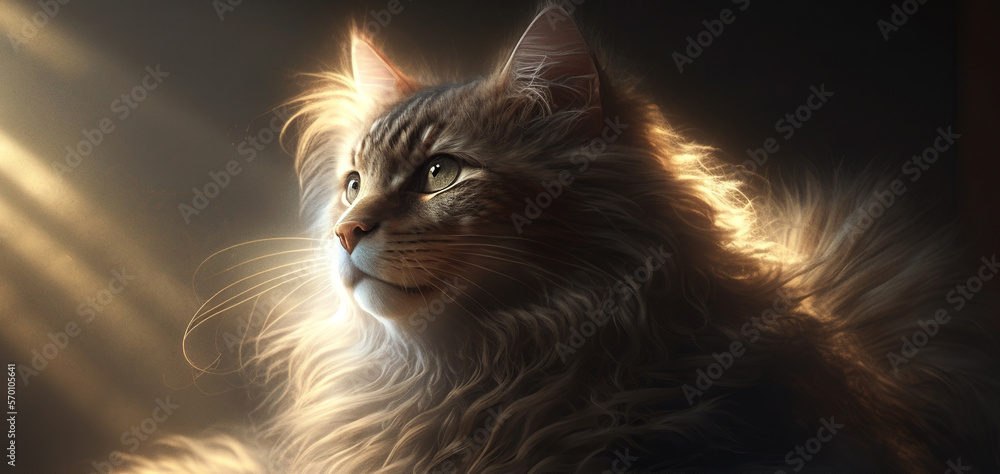 Beautiful Kitten Standing in the Warm Light
