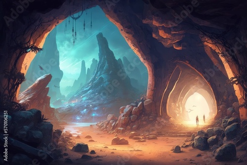 Subterranean City. Realistic Amazing Scenes Fantasy Background of Nature. concept painting Book Cover Art. Video game history. Dedicated digital painting. CG art of scenery. Generative AI