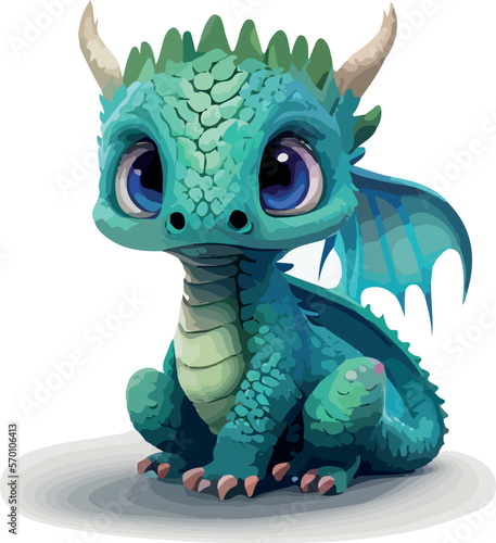 Cute green dragon vector illustration