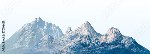 Fototapeta Naklejka Na Ścianę i Meble -  Snowy mountains Isolated on white background 3d illustration