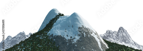 Snowy mountains Isolated on white background 3d illustration © elenaed