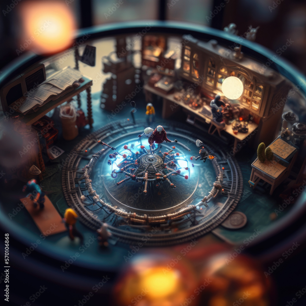 tiltshift photography of dimensions threading the web of fate and