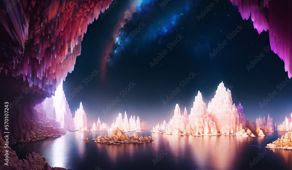Fototapeta premium Cave Interior full of Quartz Crystals and Precious Stones