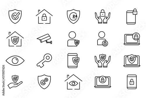 Fototapeta Naklejka Na Ścianę i Meble -  Protect icon set. icon related to security. Outline icon style. Simple vector design editable