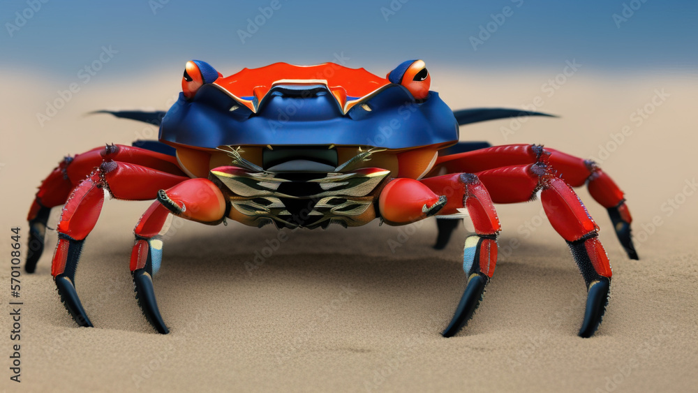 cartoon crab in the sand, Generative AI cartoon crab in the sand, Generative AI