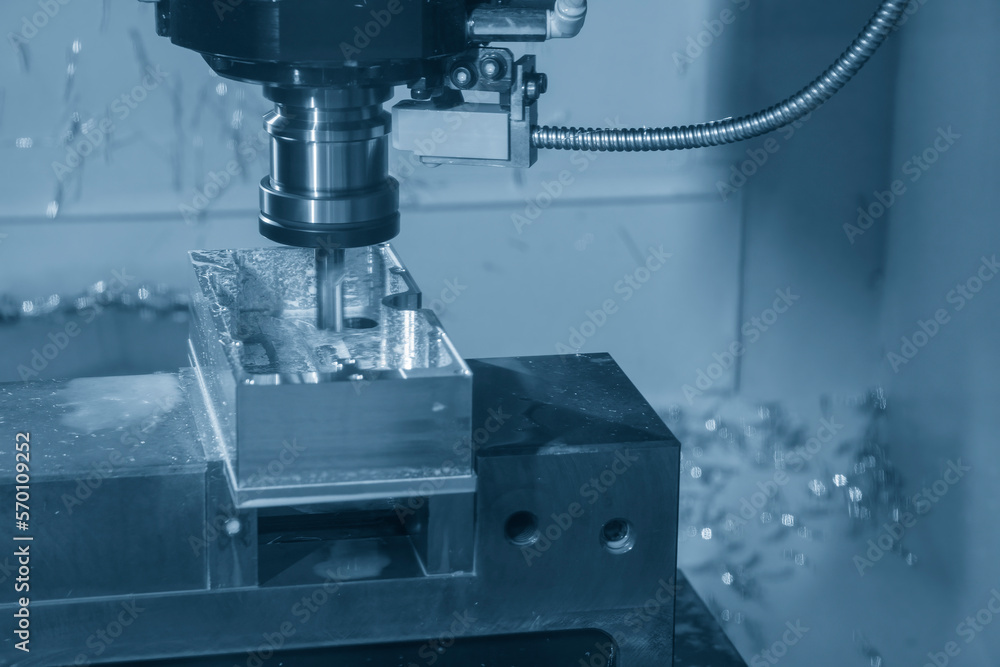 The CNC milling machine rough cutting with flat end mill tool. The CNC milling machine rough cutting with flat end mill tool.