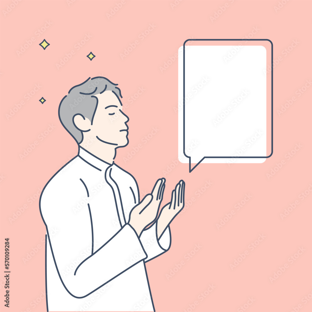 Icon illustration of man praying, hand drawn style vector design illustrations Icon illustration of man praying, hand drawn style vector design illustrations