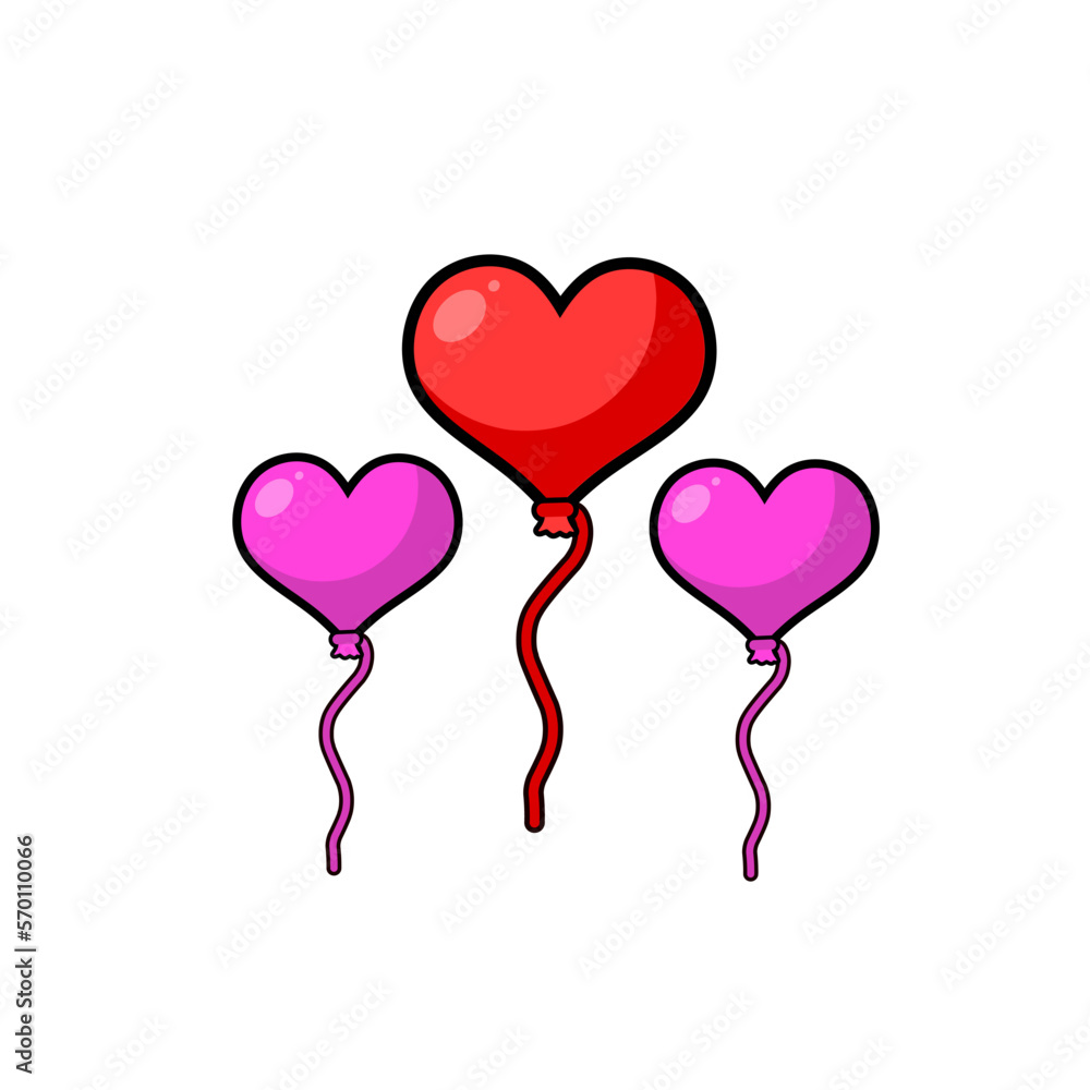 graphic vector illustration of cartoon love balloon for valentine's day design element