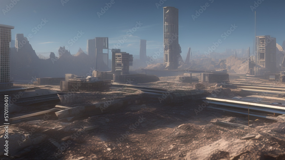 modern city destroyed by the war, postmodern world, Generative AI modern city destroyed by the war, postmodern world, Generative AI