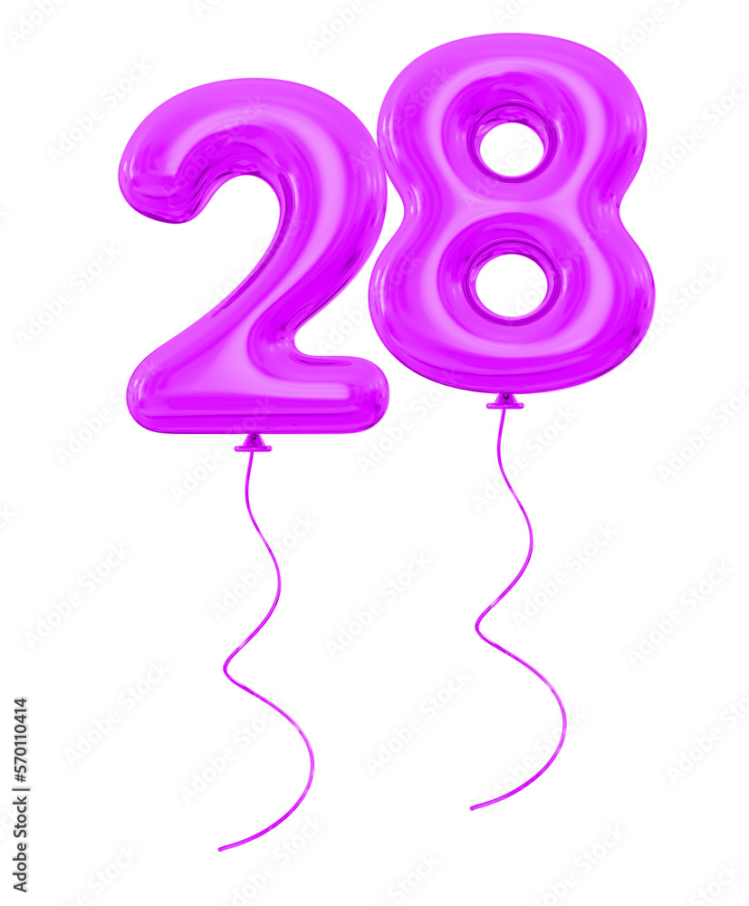 28 Purple Balloon Number