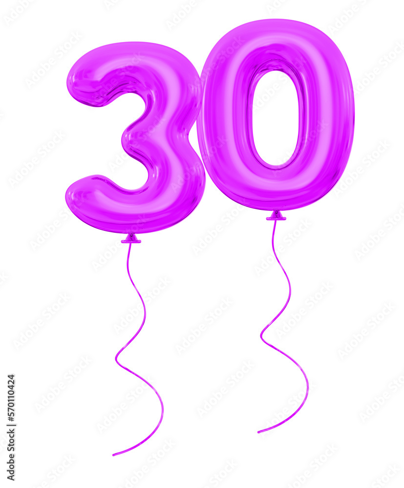 30 Purple Balloon Number