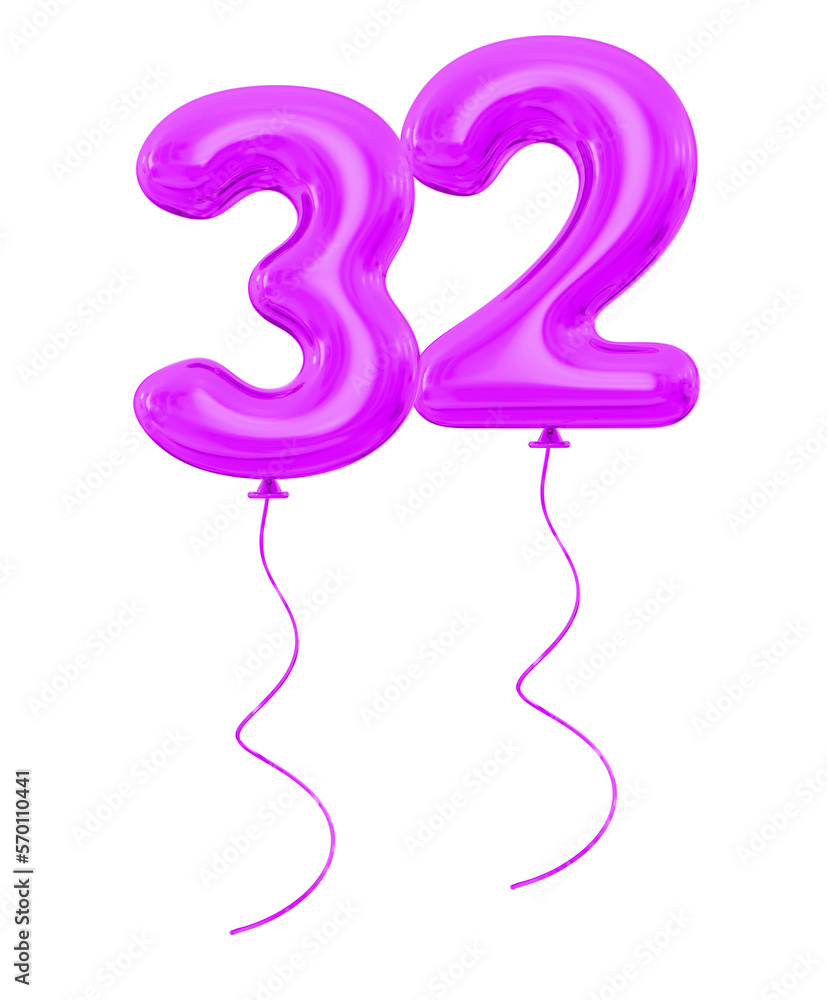 32 Purple Balloon Number