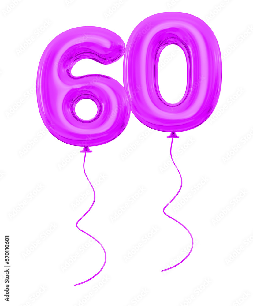 60 Purple Balloon Number