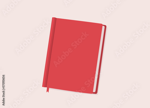 Top View Of A Blank Red Book With Closed Hardcover.