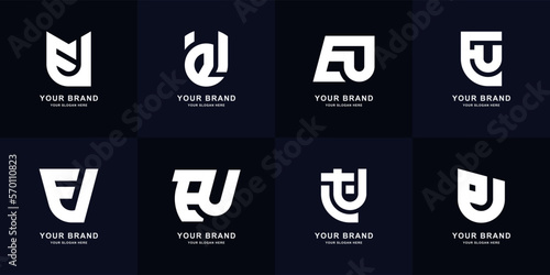 Collection letter EU or UE monogram logo design