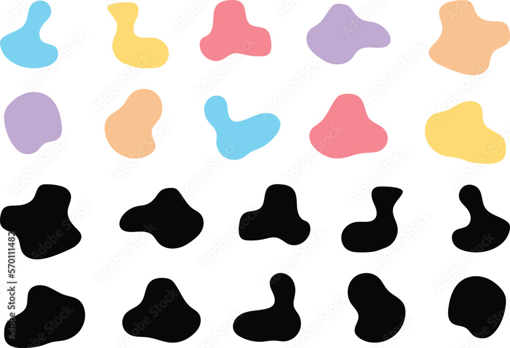 Blobs icon. Rock black icons. Drops or stone silhouettes. Vector set of black and colorful blobs and rock Blobs icon. Rock black icons. Drops or stone silhouettes. Vector set of black and colorful blobs and rock