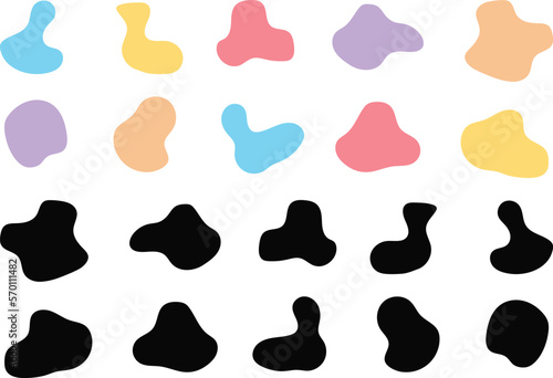 Blobs icon. Rock black icons. Drops or stone silhouettes. Vector set of black and colorful blobs and rock
