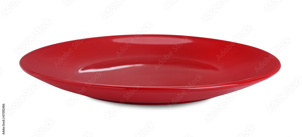 Empty red ceramic plate isolated on white Empty red ceramic plate isolated on white