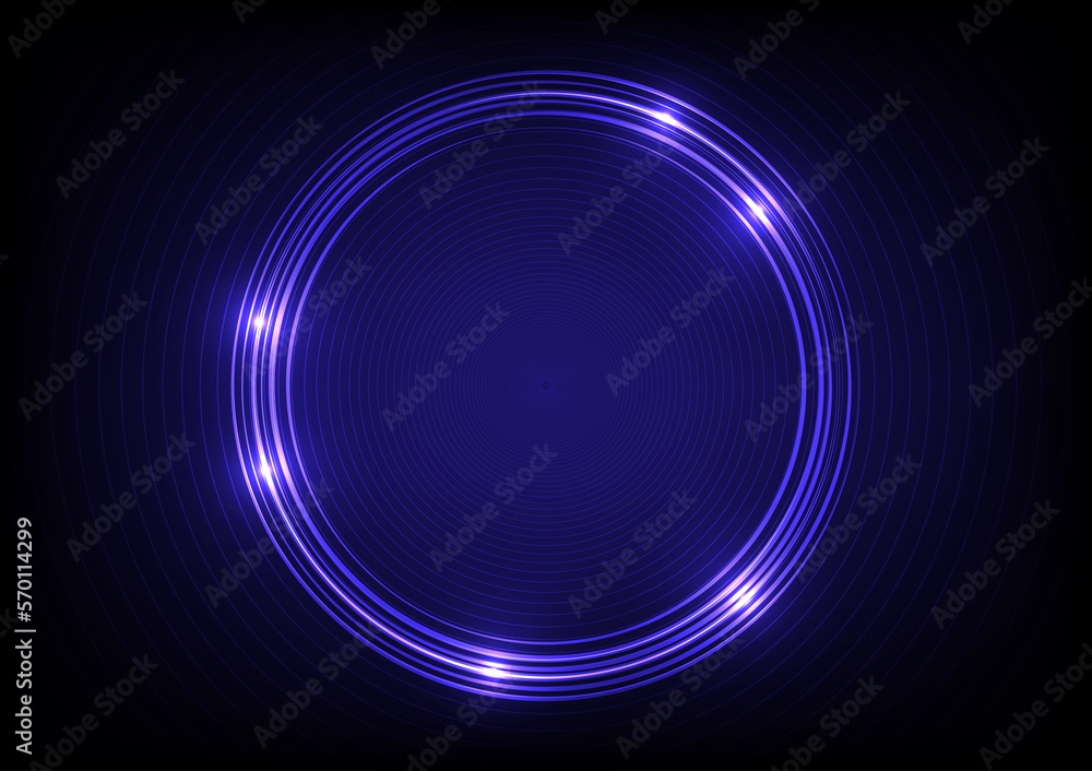 Abstact blue neon light line circle digital technology background Abstact blue neon light line circle digital technology background