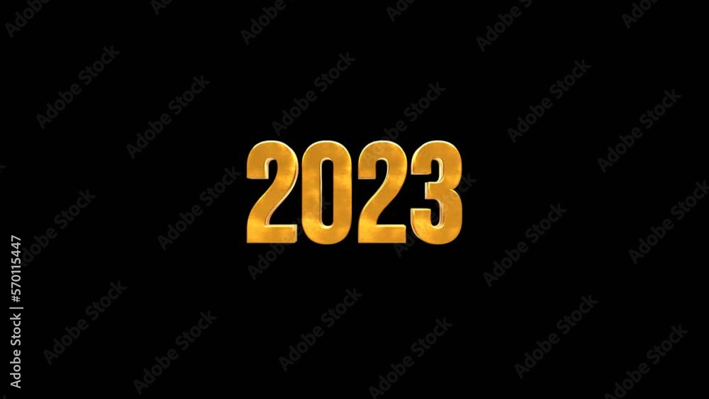 2023 text number 3d animation gold color in black isolated background. Motion blur effect. 3d illustration rendering, 4k resolution video. looping video 2023 text number 3d animation gold color in black isolated background. Motion blur effect. 3d illustration rendering, 4k resolution video. looping video