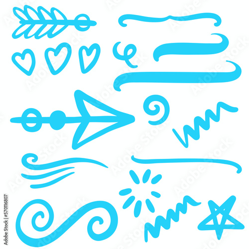 Blue Swirls and Swooshes Vector Accent Line Work