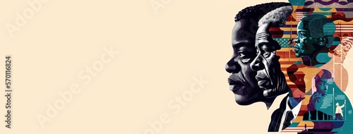 African American Culture Heritage, Black Man Male Father Grandfather Profile, Colorful Abstract Art, Racism Awareness, Social Justice Concept