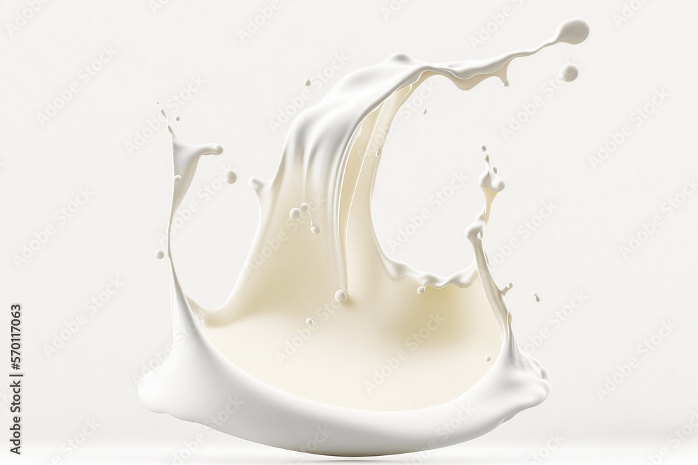 milk splash isolated on white.Generative AI milk splash isolated on white.Generative AI