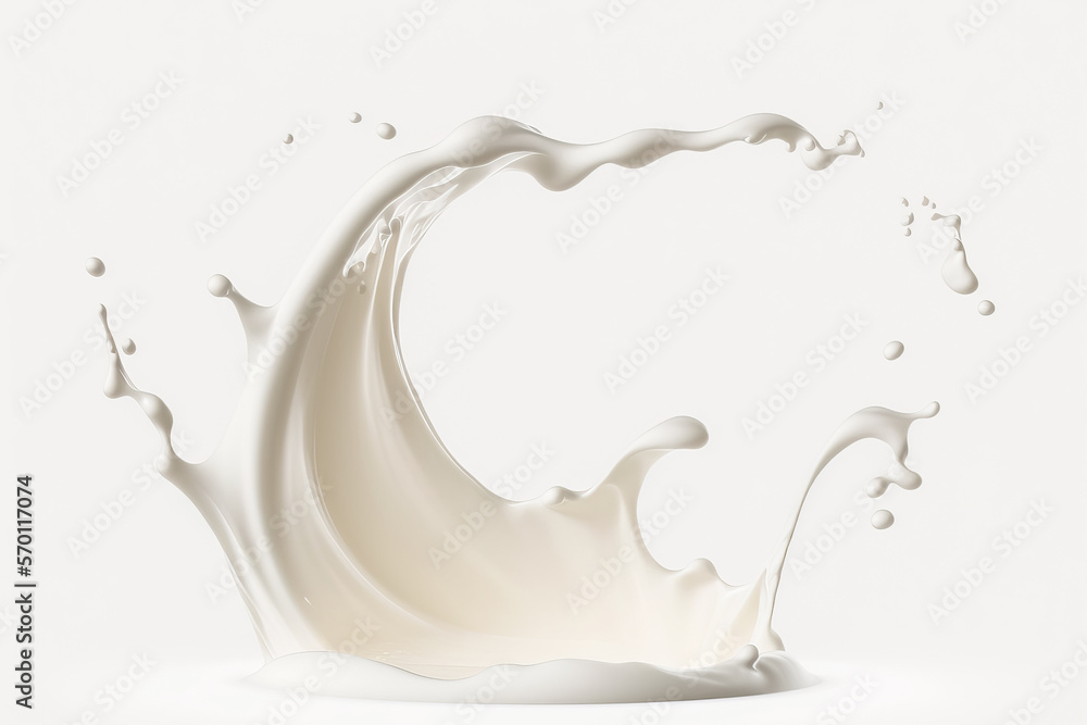 milk splash isolated on white.Generative AI - obrazy, fototapety, plakaty 