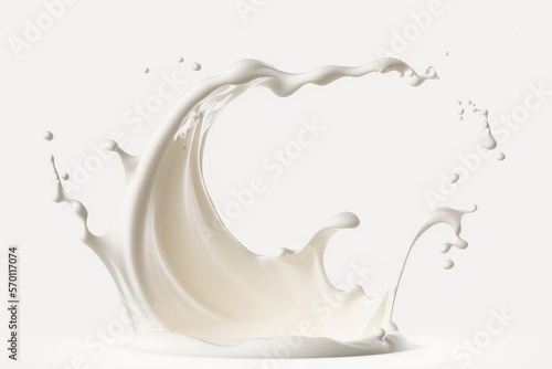 Photo milk splash isolated on white.Generative AI