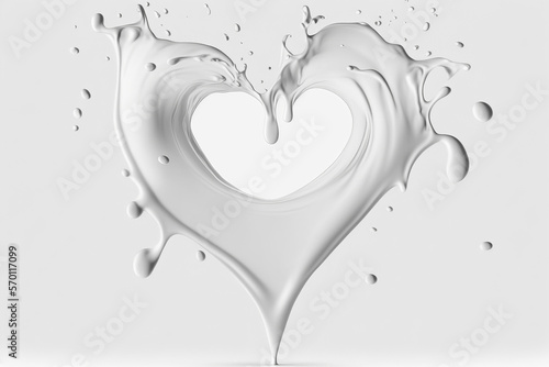 heart shaped milk splash.Generative AI.